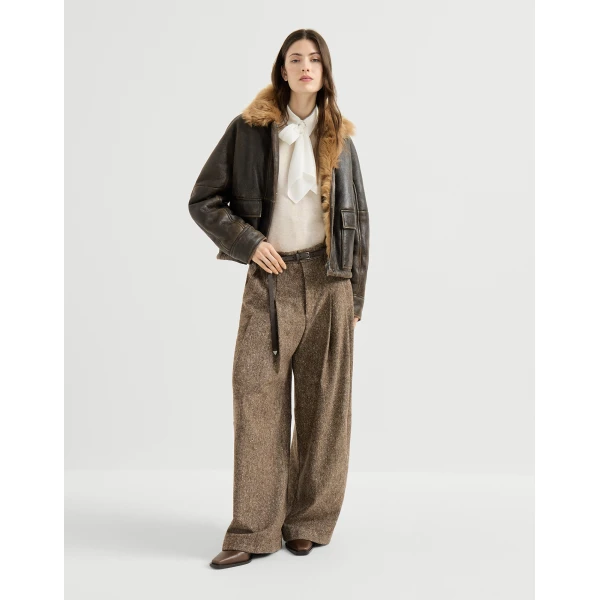 Brunello Cucinelli Cashmere sweater with monili in Oat, view 6