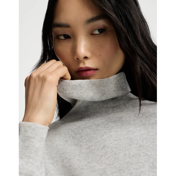 Brunello Cucinelli Cashmere sweater with monili in Pebble, view 4