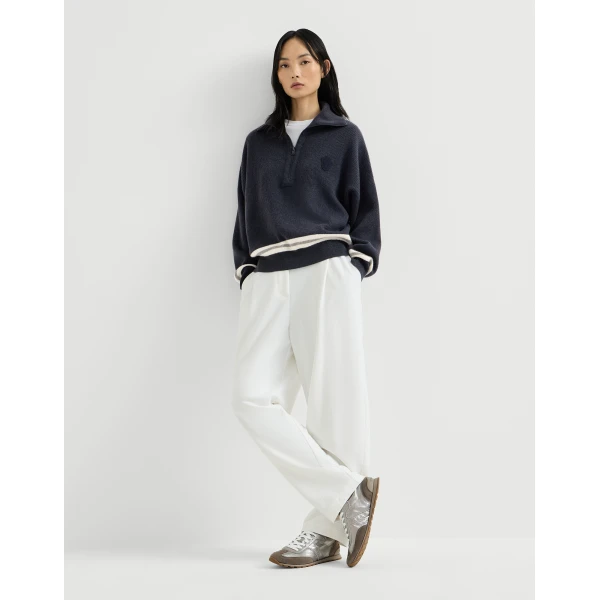 Brunello Cucinelli Cashmere turtleneck sweater in Navy Blue, view 6