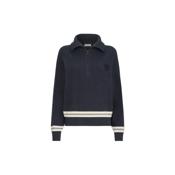Brunello Cucinelli Cashmere turtleneck sweater in Navy Blue