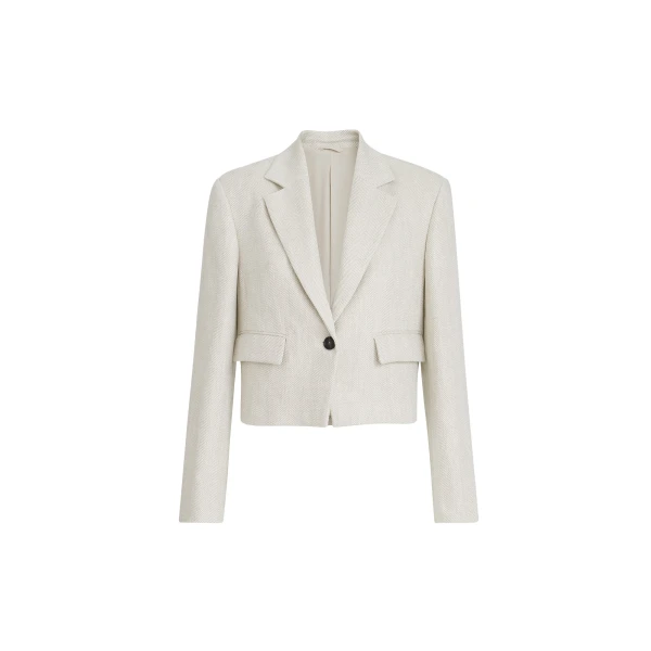 Brunello Cucinelli Chevron cropped blazer in Beige