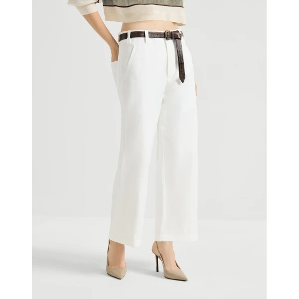 Brunello Cucinelli Chino Crop trousers in White, view 2