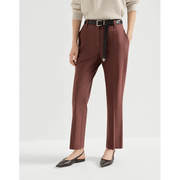 Brunello Cucinelli Cigarette trousers in Bordeaux, view 2