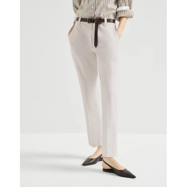 Brunello Cucinelli Cigarette trousers in Oat, view 2