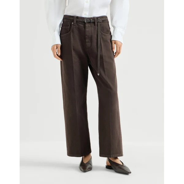 Brunello Cucinelli Contemporary Square trousers in Pine Cone Brown, view 2