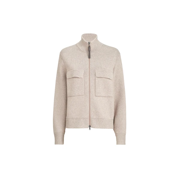 Brunello Cucinelli Cotton Diamond yarn outerwear jacket in Desert