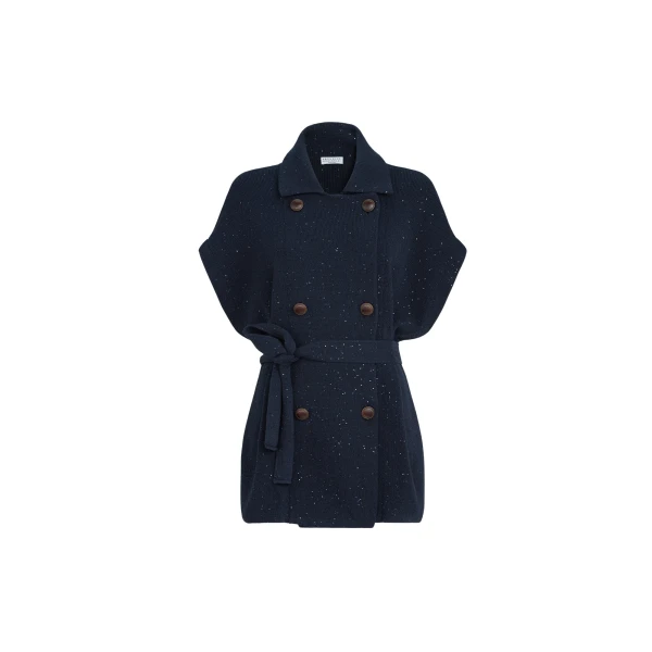Brunello Cucinelli Cotton Diamond yarn vest in Blue