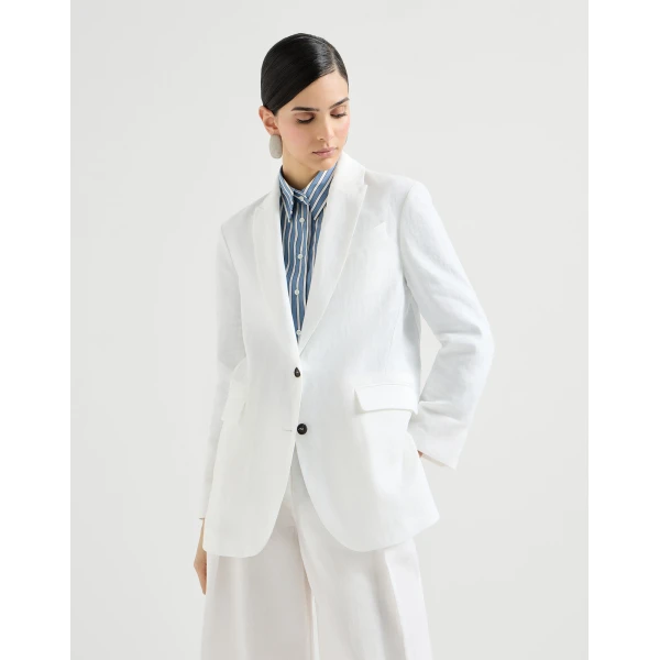 Brunello Cucinelli Cotton blazer in White, view 2