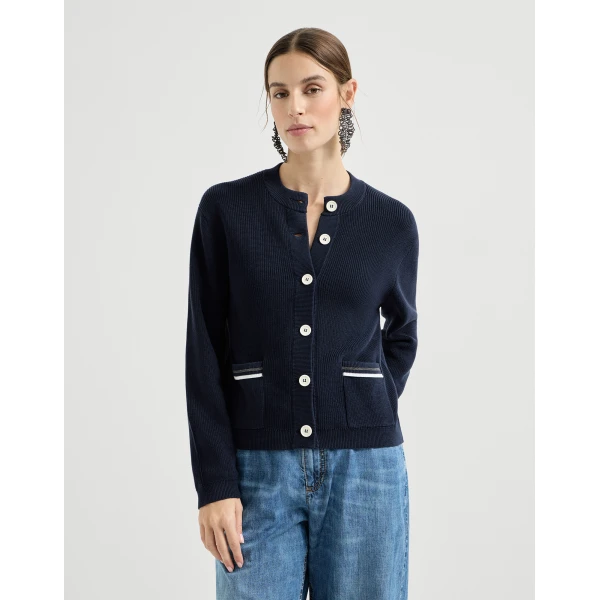 Brunello Cucinelli Cotton cardigan in Blue, view 2