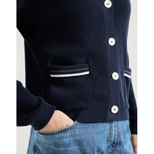 Brunello Cucinelli Cotton cardigan in Blue, view 4