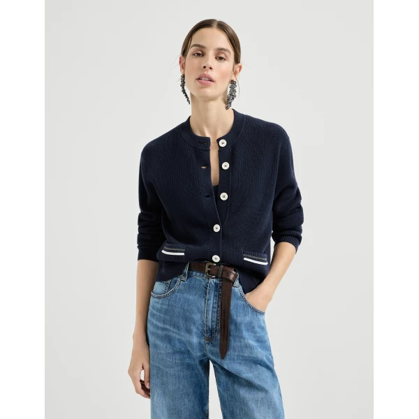 Brunello Cucinelli Cotton cardigan in Blue, view 5