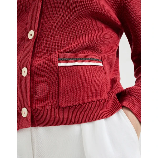 Brunello Cucinelli Cotton cardigan in Ruby, view 4