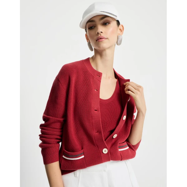 Brunello Cucinelli Cotton cardigan in Ruby, view 5