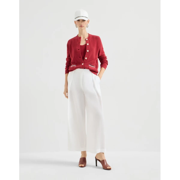 Brunello Cucinelli Cotton cardigan in Ruby, view 6
