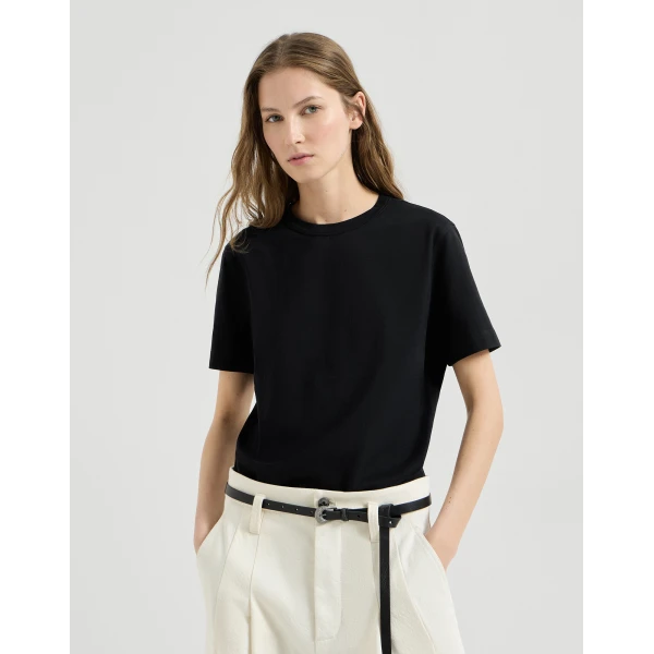 Brunello Cucinelli Cotton jersey T-shirt in Black Top, view 2
