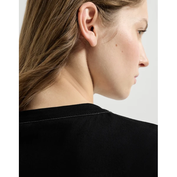 Brunello Cucinelli Cotton jersey T-shirt in Black Top, view 4
