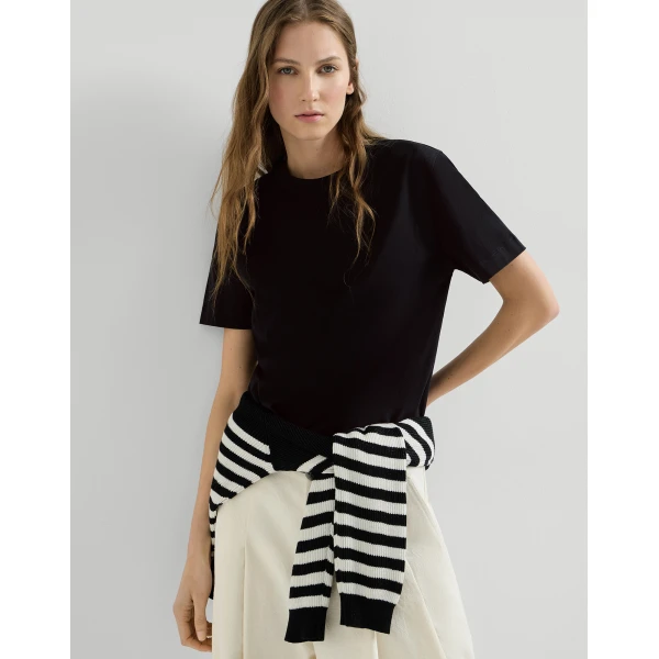 Brunello Cucinelli Cotton jersey T-shirt in Black Top, view 5