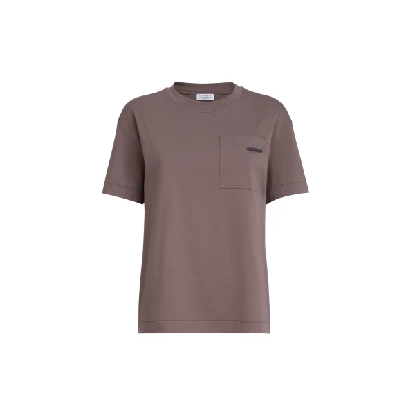 Brunello Cucinelli Cotton jersey T-shirt in Brown Top