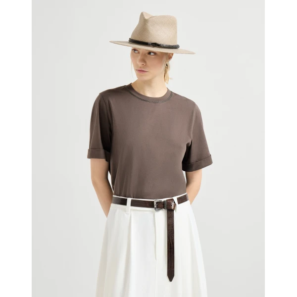 Brunello Cucinelli Cotton jersey T-shirt in Brown Top, view 5