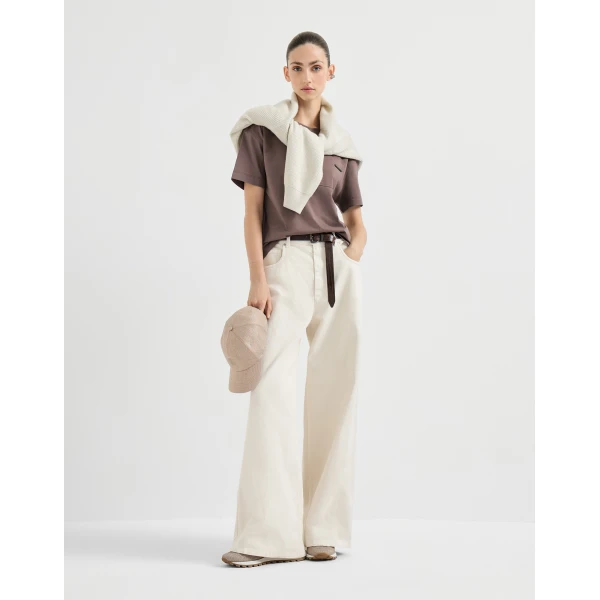 Brunello Cucinelli Cotton jersey T-shirt in Brown Top, view 6