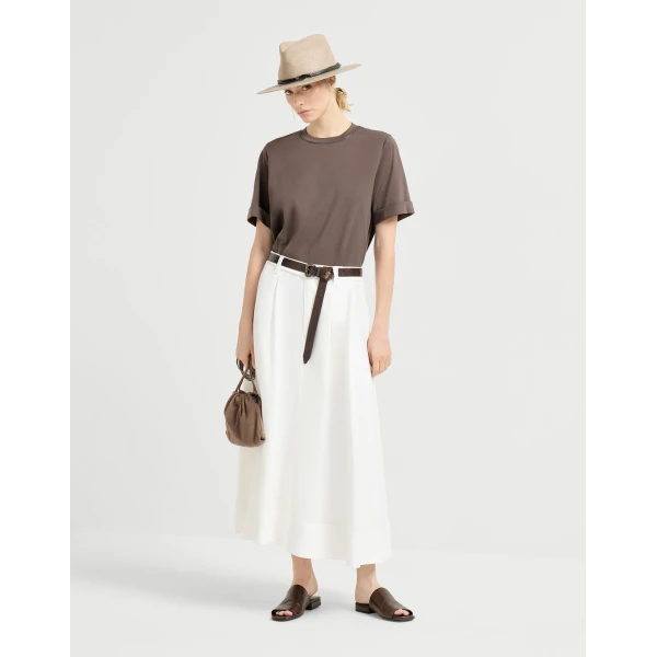 Brunello Cucinelli Cotton jersey T-shirt in Brown Top, view 6