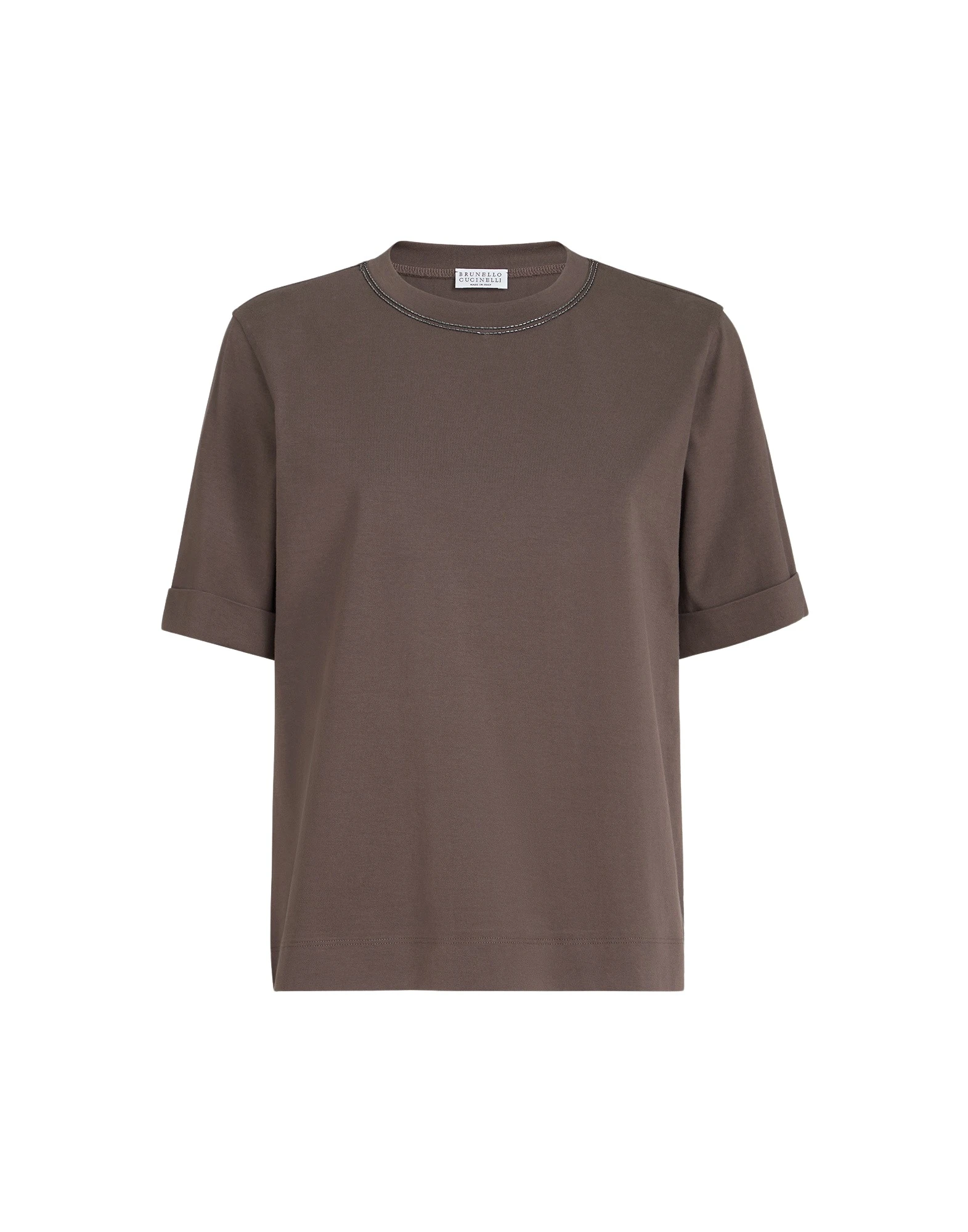 Brunello Cucinelli Cotton jersey T-shirt in Brown Top
