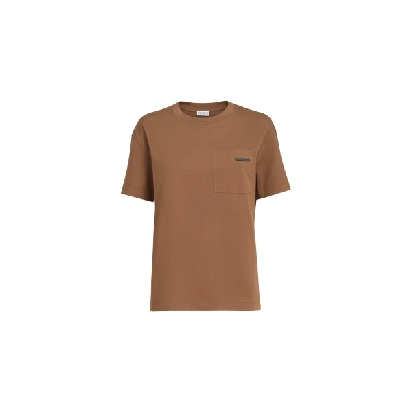 Brunello Cucinelli Cotton jersey T-shirt in Dattero Top