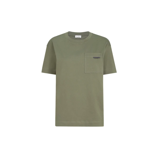 Brunello Cucinelli Cotton jersey T-shirt in Olive Top