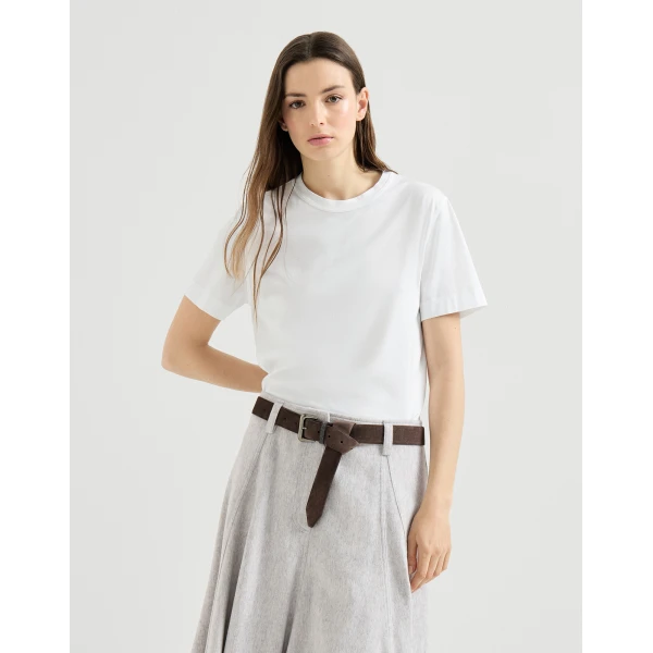 Brunello Cucinelli Cotton jersey T-shirt in White Top, view 2