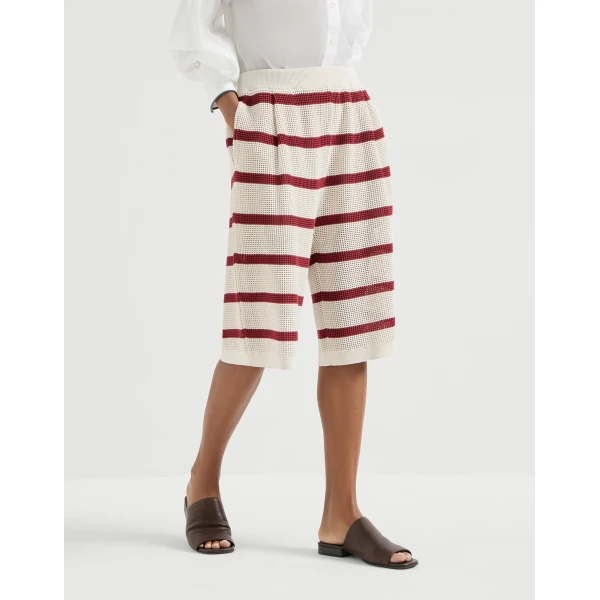 Brunello Cucinelli Cotton net knit Bermuda shorts, view 2