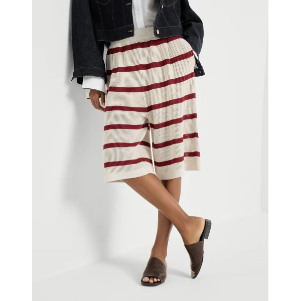 Brunello Cucinelli Cotton net knit Bermuda shorts, view 5