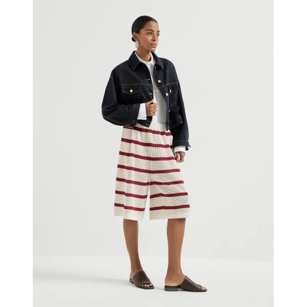 Brunello Cucinelli Cotton net knit Bermuda shorts, view 6