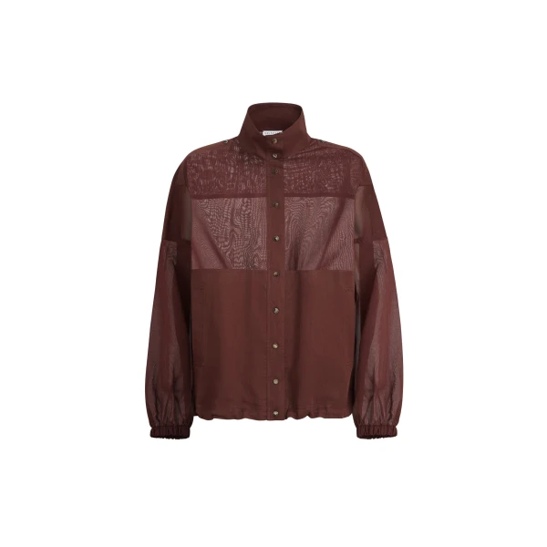Brunello Cucinelli Cotton organza outerwear jacket in Bordeaux