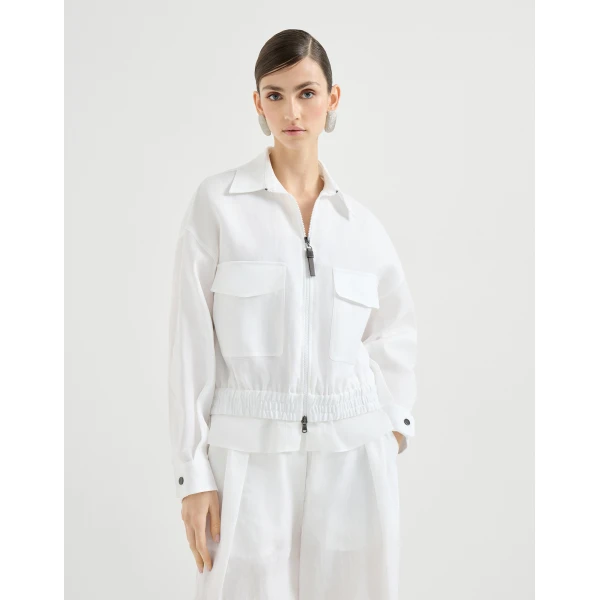 Brunello Cucinelli Cotton outerwear jacket in White, view 2