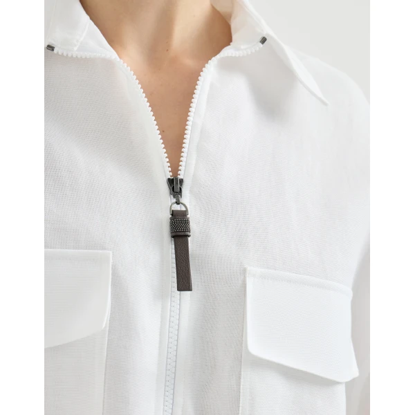 Brunello Cucinelli Cotton outerwear jacket in White, view 4