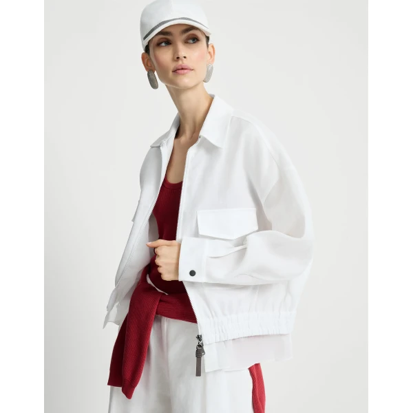 Brunello Cucinelli Cotton outerwear jacket in White, view 5