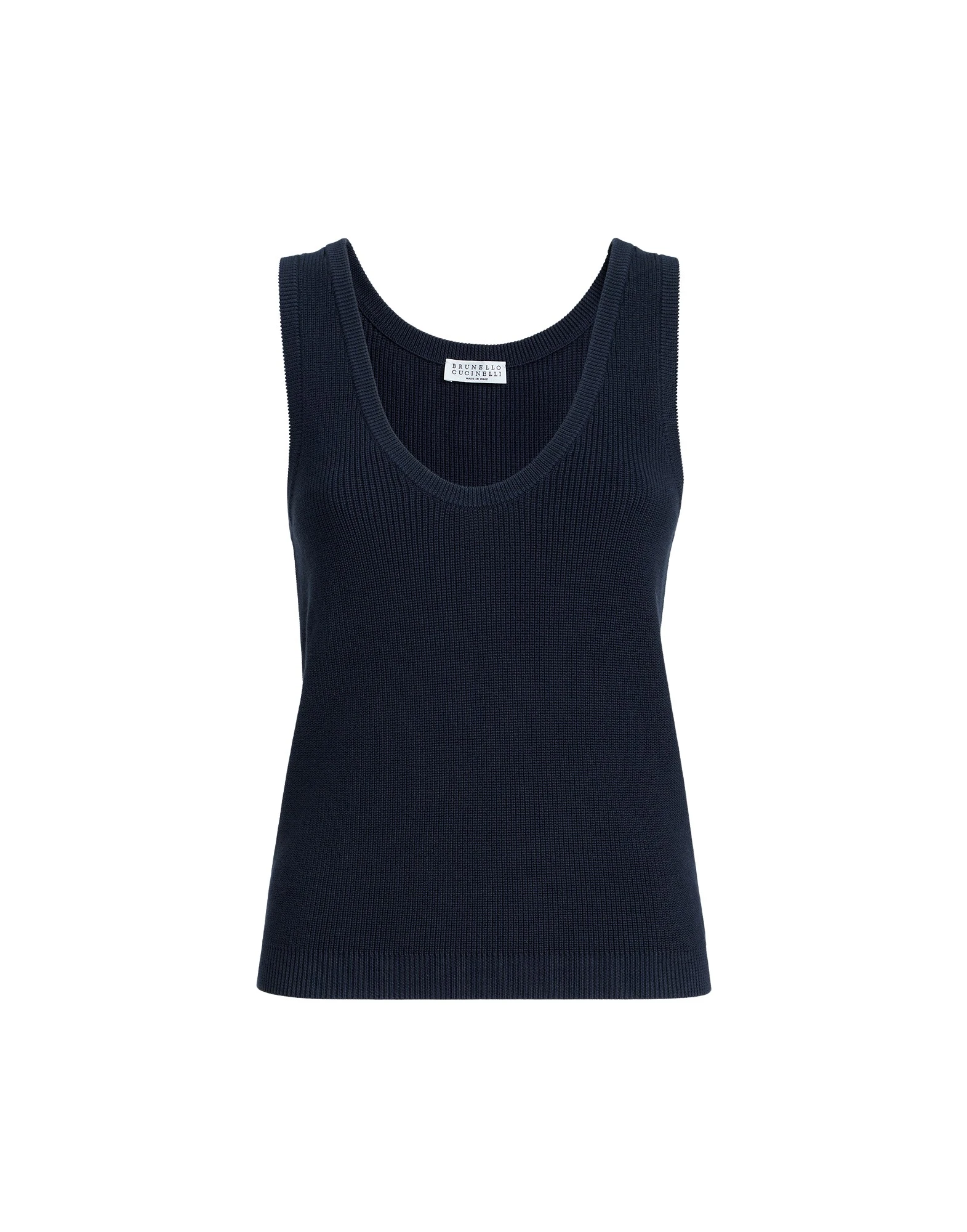 Brunello Cucinelli Cotton ribbed knit top in Blue
