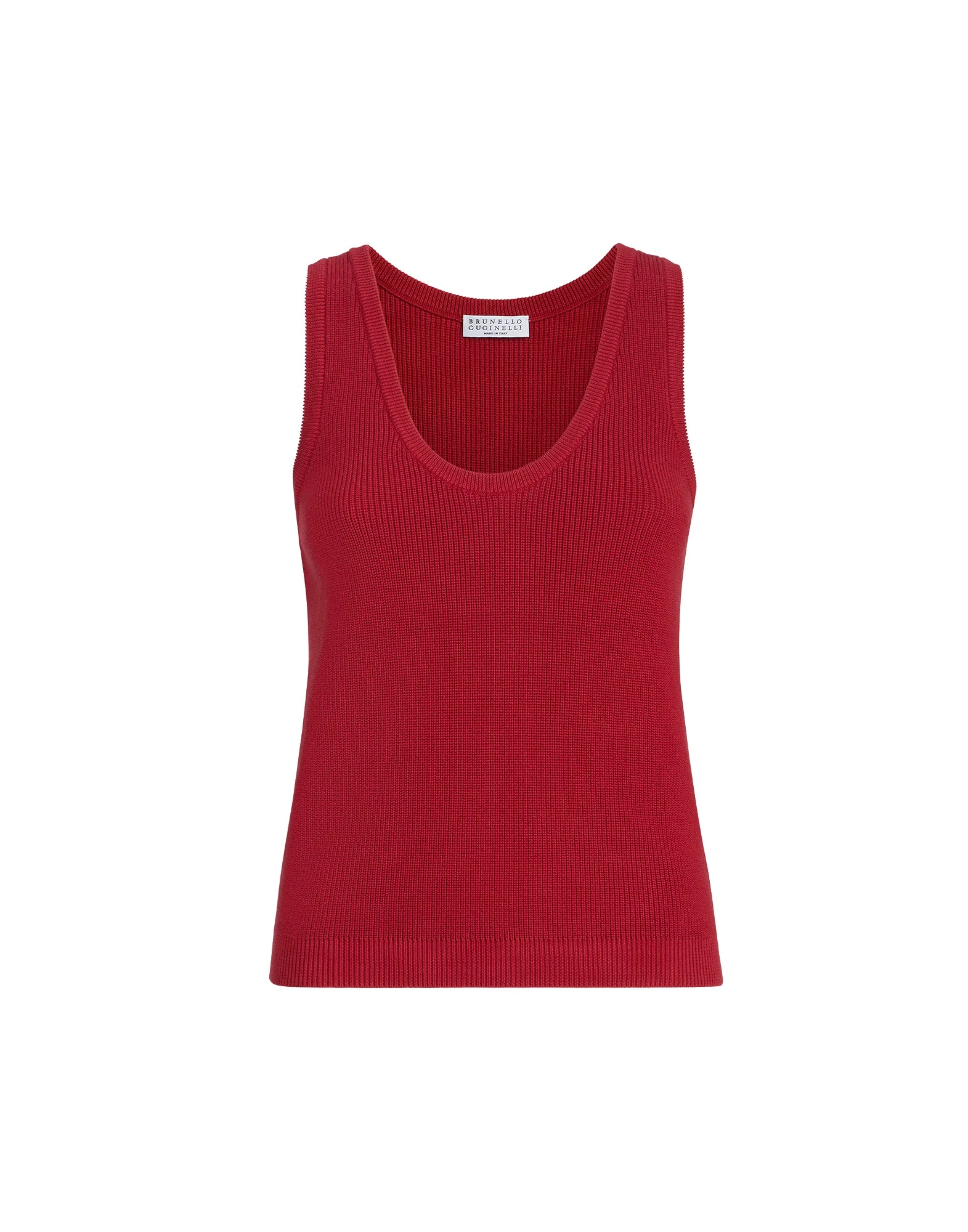 Brunello Cucinelli Cotton ribbed knit top in Ruby