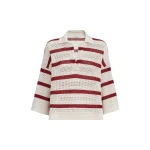 Brunello Cucinelli Cotton striped net knit polo shirt