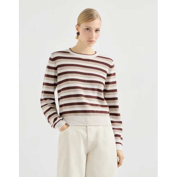 Brunello Cucinelli Cotton striped sweater, view 2
