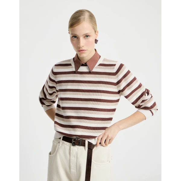 Brunello Cucinelli Cotton striped sweater, view 5