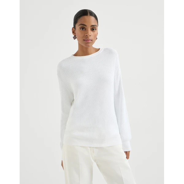Brunello Cucinelli Cotton sweater in White, view 2