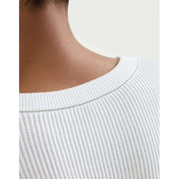 Brunello Cucinelli Cotton sweater in White, view 4