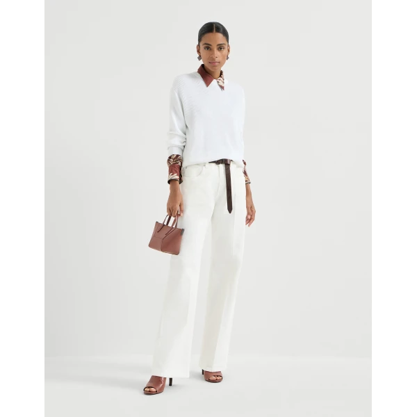 Brunello Cucinelli Cotton sweater in White, view 6