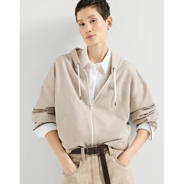 Brunello Cucinelli Couture interlock sweatshirt in Beige Jacket, view 5
