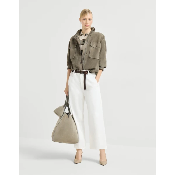 Brunello Cucinelli Couture suede outerwear in Khaki Jacket, view 6