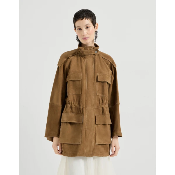 Brunello Cucinelli Couture suede safari jacket in Brown, view 2