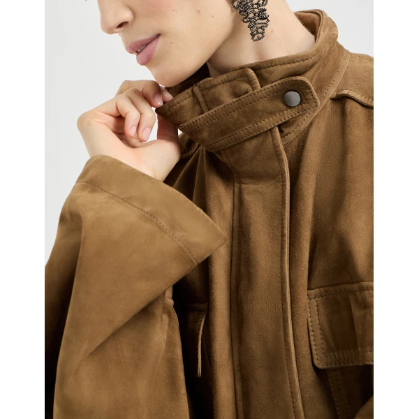 Brunello Cucinelli Couture suede safari jacket in Brown, view 4