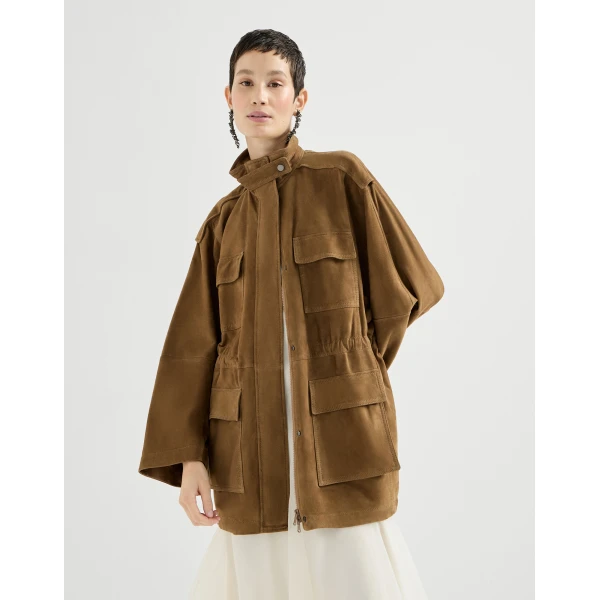 Brunello Cucinelli Couture suede safari jacket in Brown, view 5