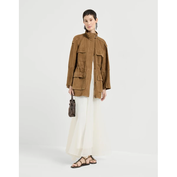 Brunello Cucinelli Couture suede safari jacket in Brown, view 6
